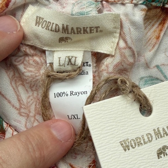 World Market Womens Pajama Pants L XL Floral Boho Cottage Wide Leg Loungewear - Picture 6 of 11